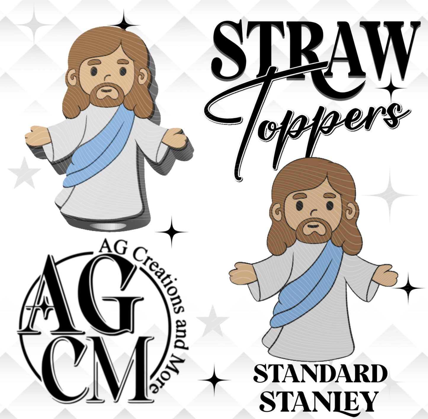 Jesus 3D Straw Topper (wholesale)