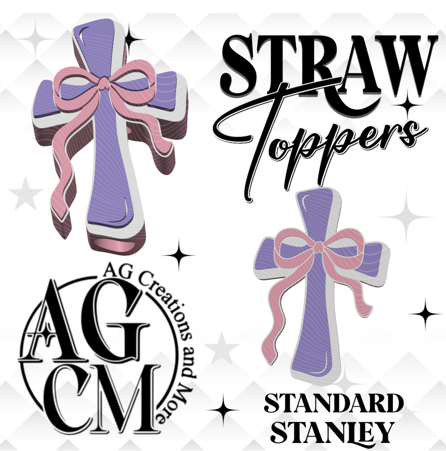 Cross Bow 3D Straw Topper 3MF File
