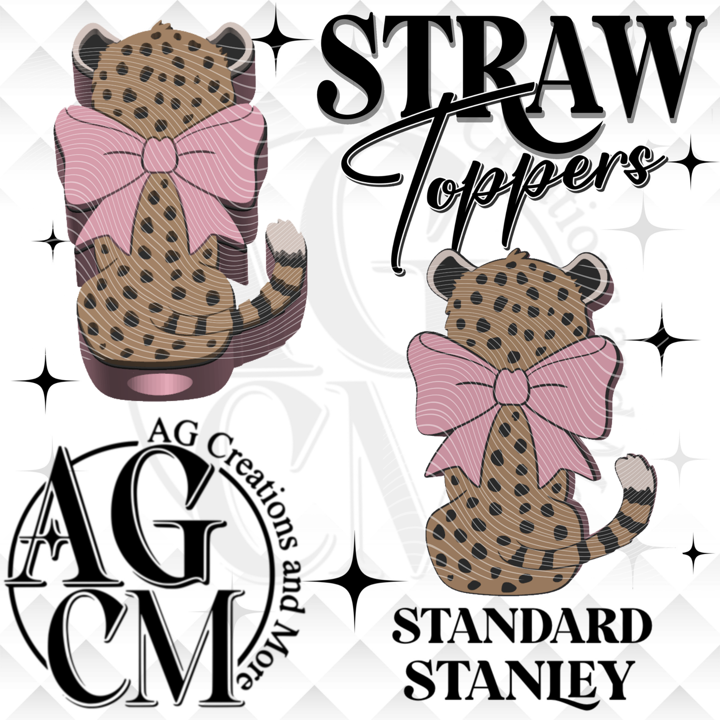 Cheetah 3D Straw Topper 3MF File