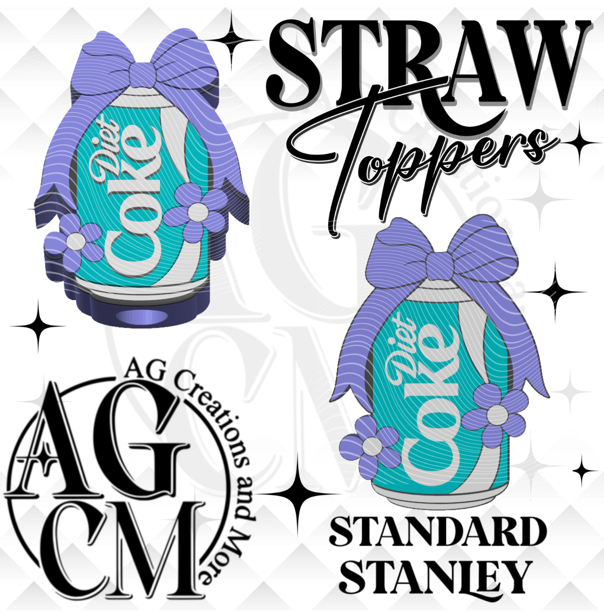 Girly Diet Soda 3D Straw Topper 3MF File