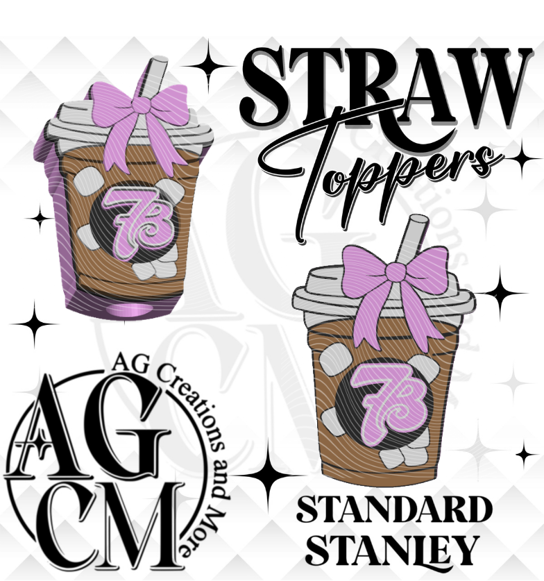 Pink Ice Coffee Drink 7B 3D Straw Topper (wholesale)