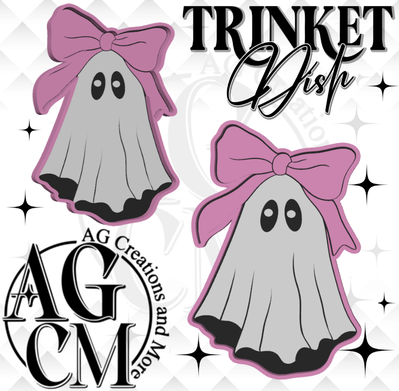 Ghost pink bow 3D Trinket Dish STL/ 3Mf