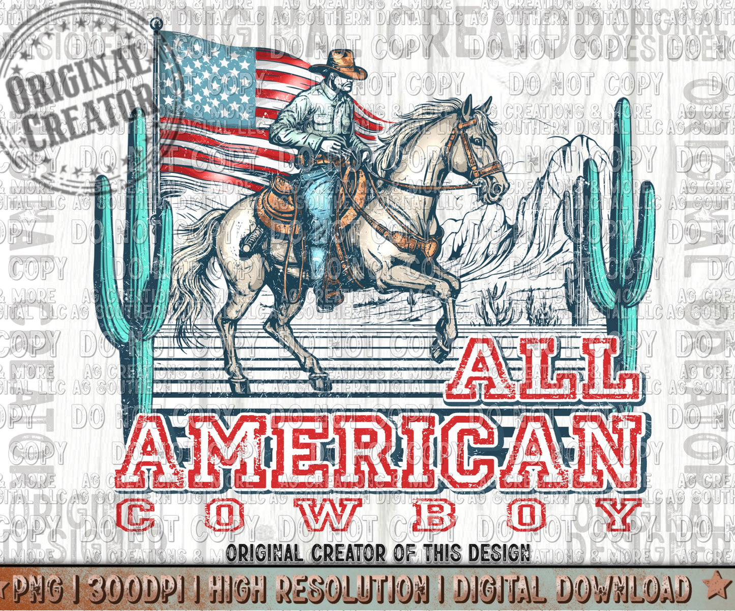 All American Cowboy Digital Download PNG