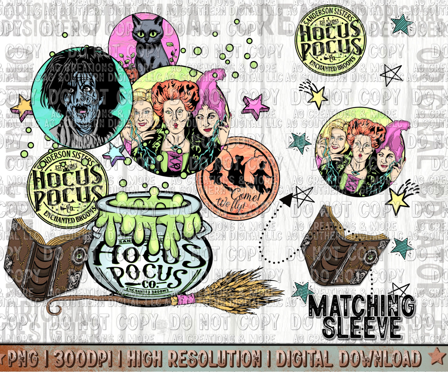 Silly Witches Sleeve set Digital Download PNG