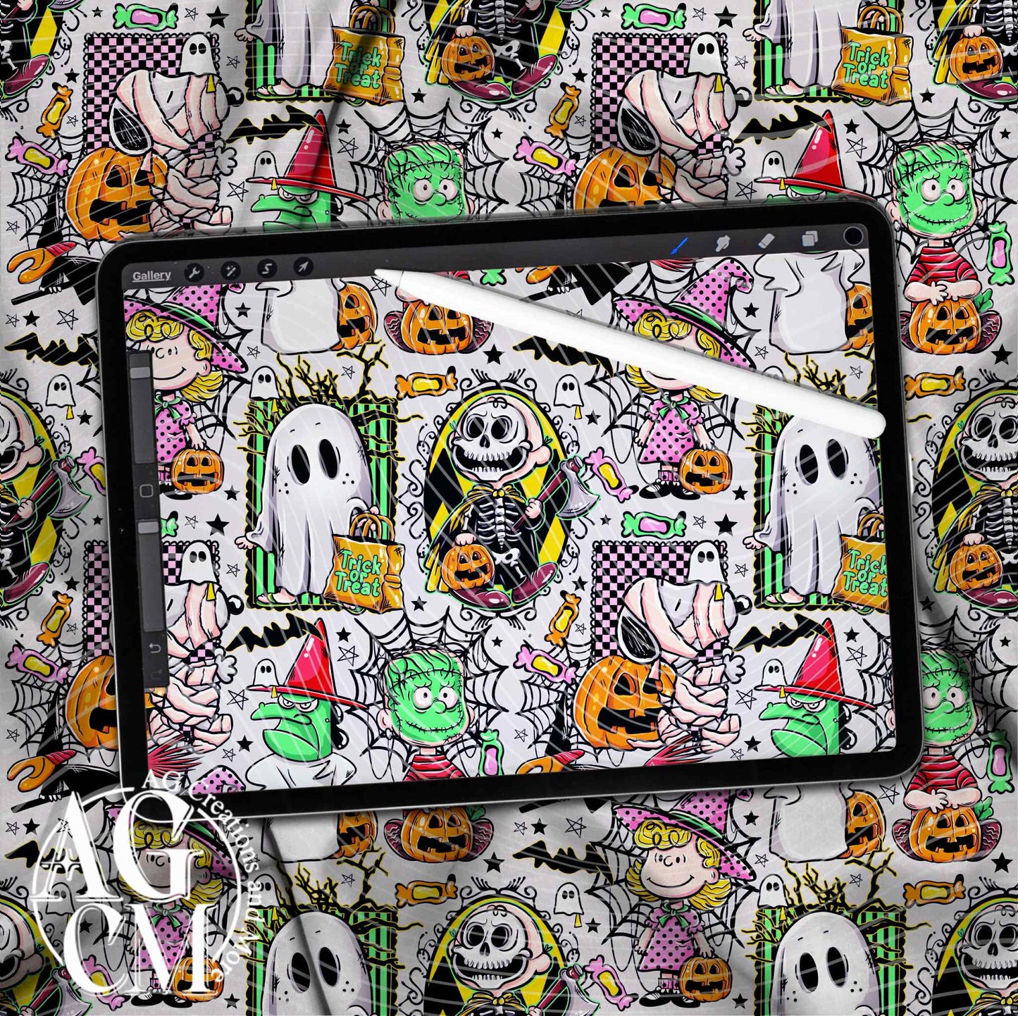 Halloween CB Color Seamless Pattern PNG