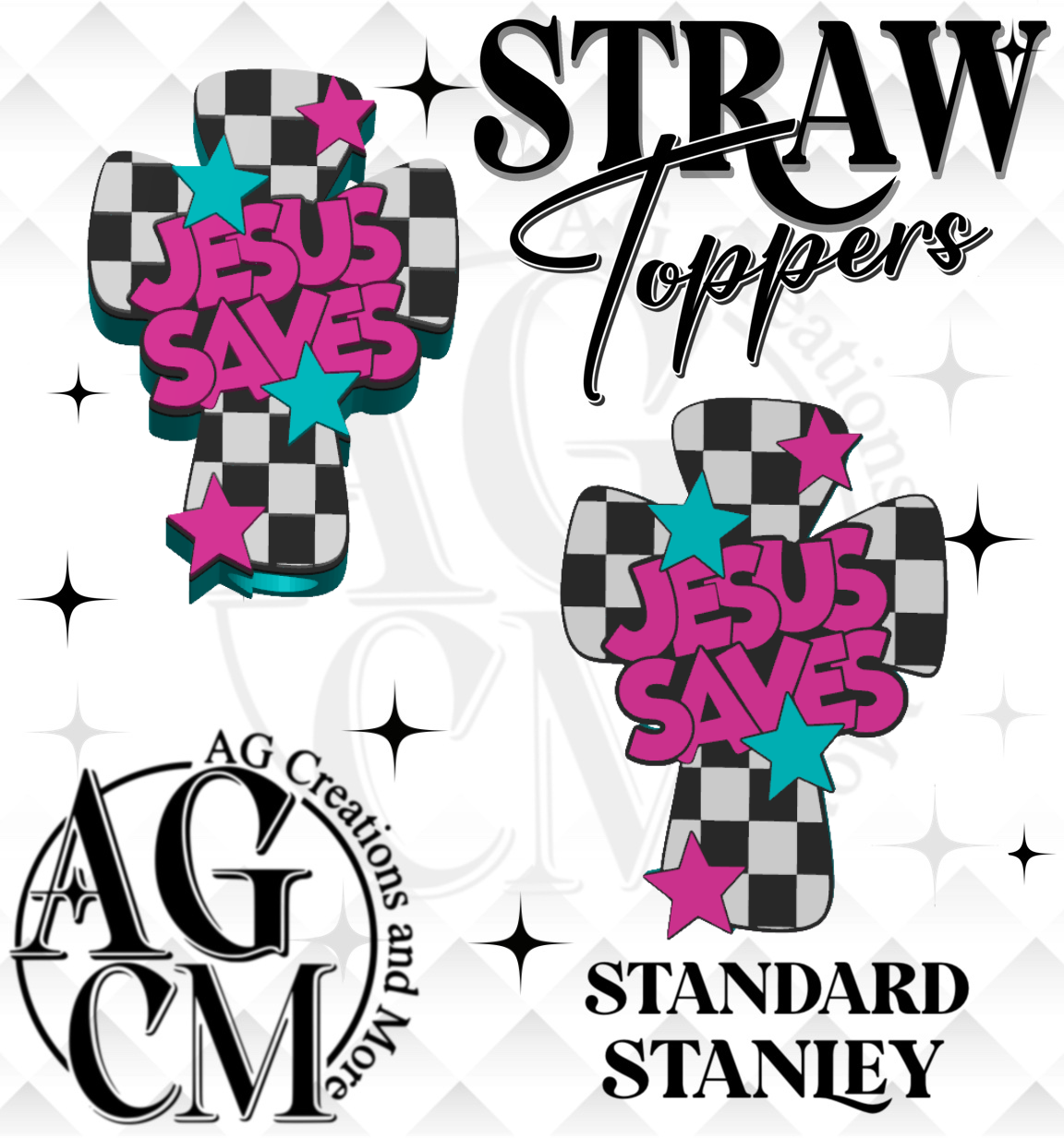Jesus Saves 3D Straw Topper 3MF File