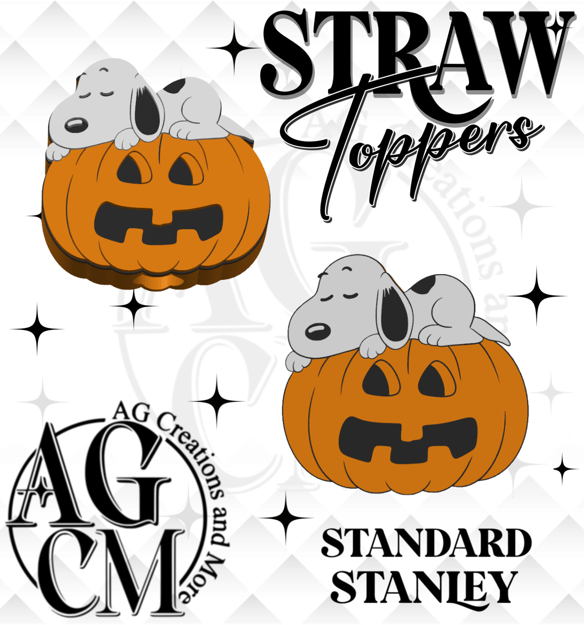 Pumpkin Pup 3D Straw Topper 3MF File