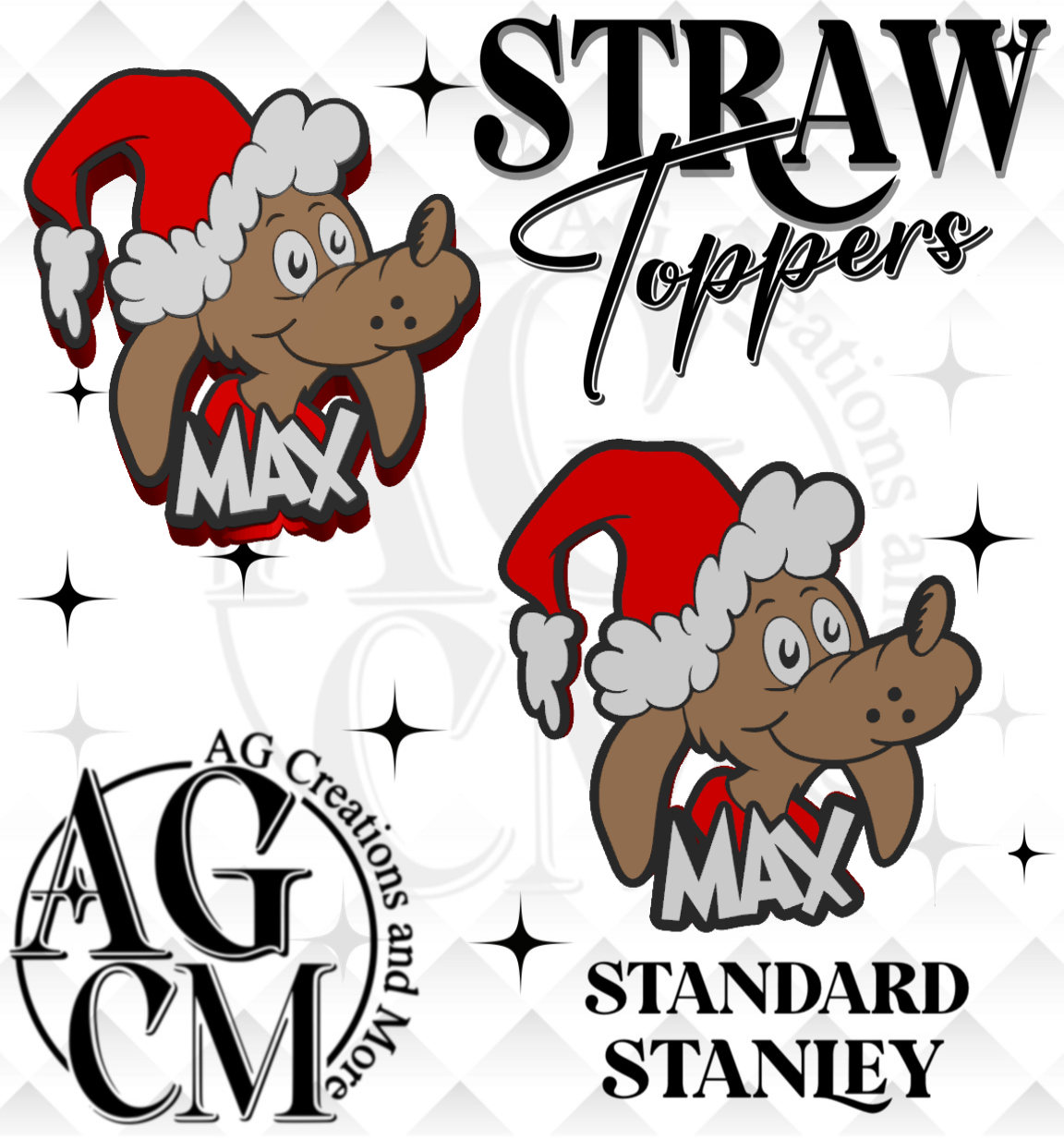 G-Xmas dog 3D Straw Topper 3MF File