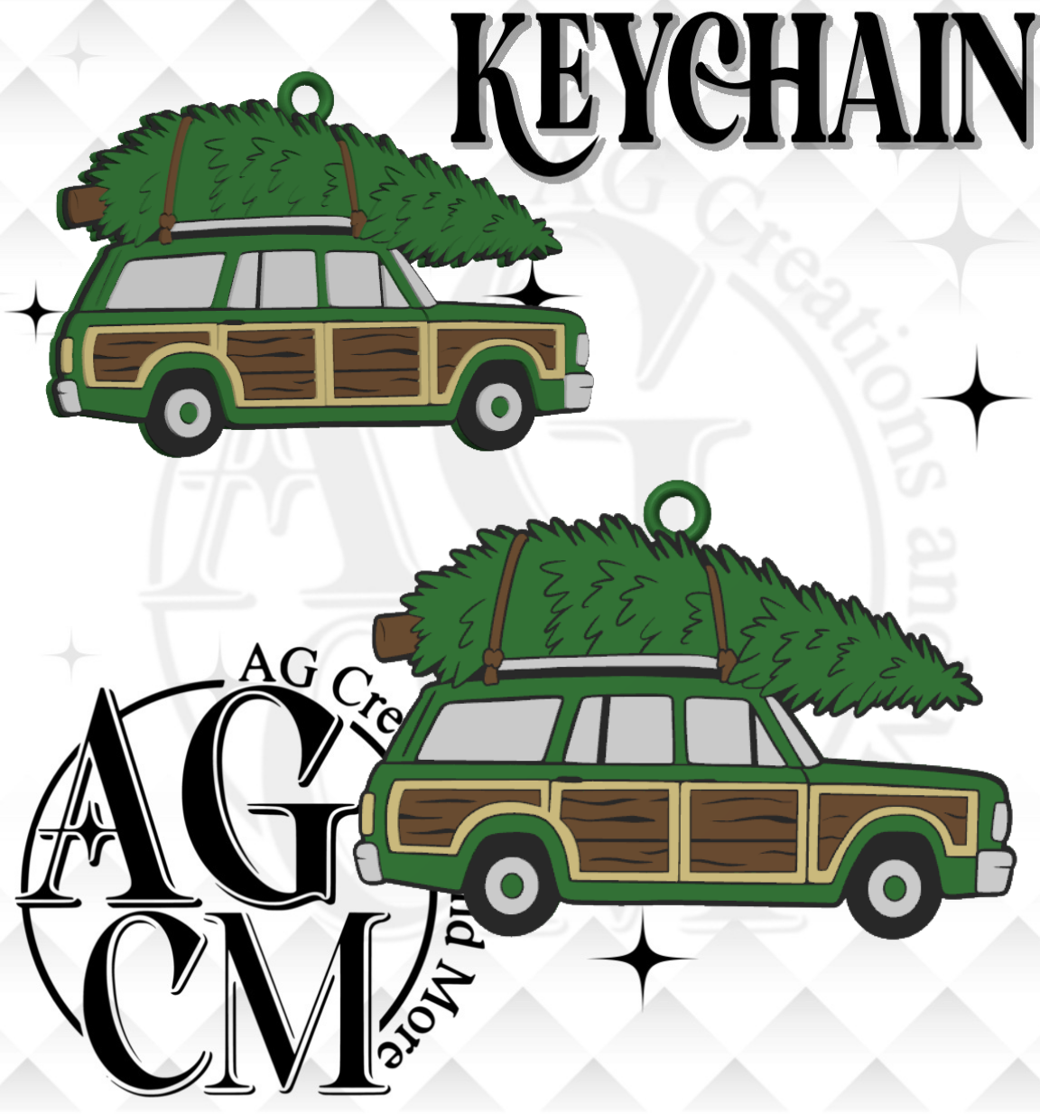 Christmas Station Wagon 3D Keychain STL / 3MF Files