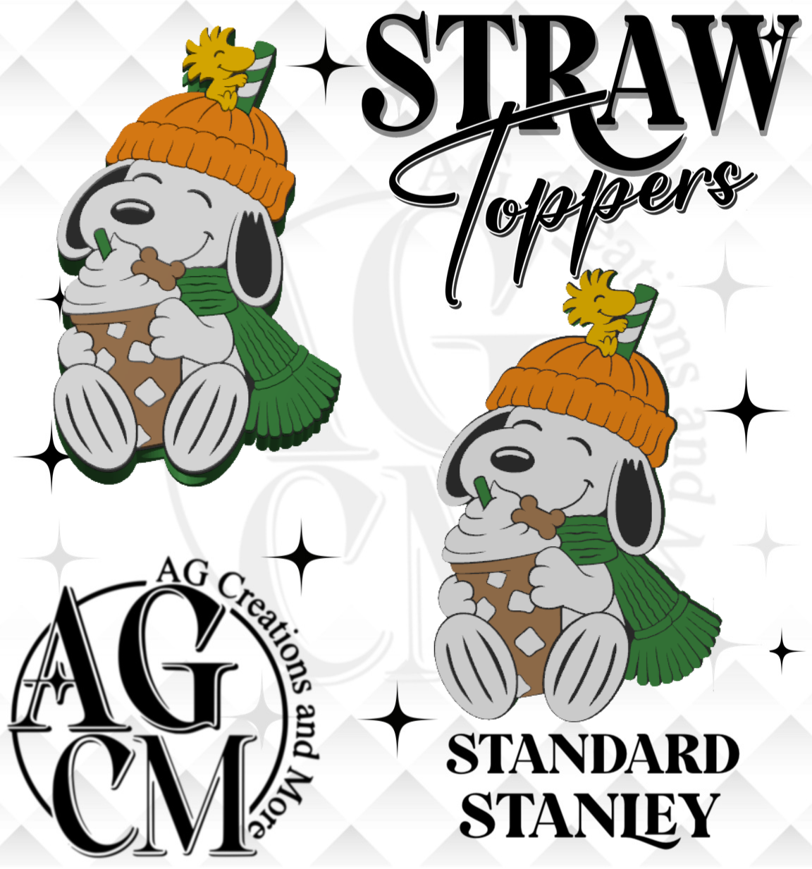 Green Pup 3D Straw Topper (wholesale)