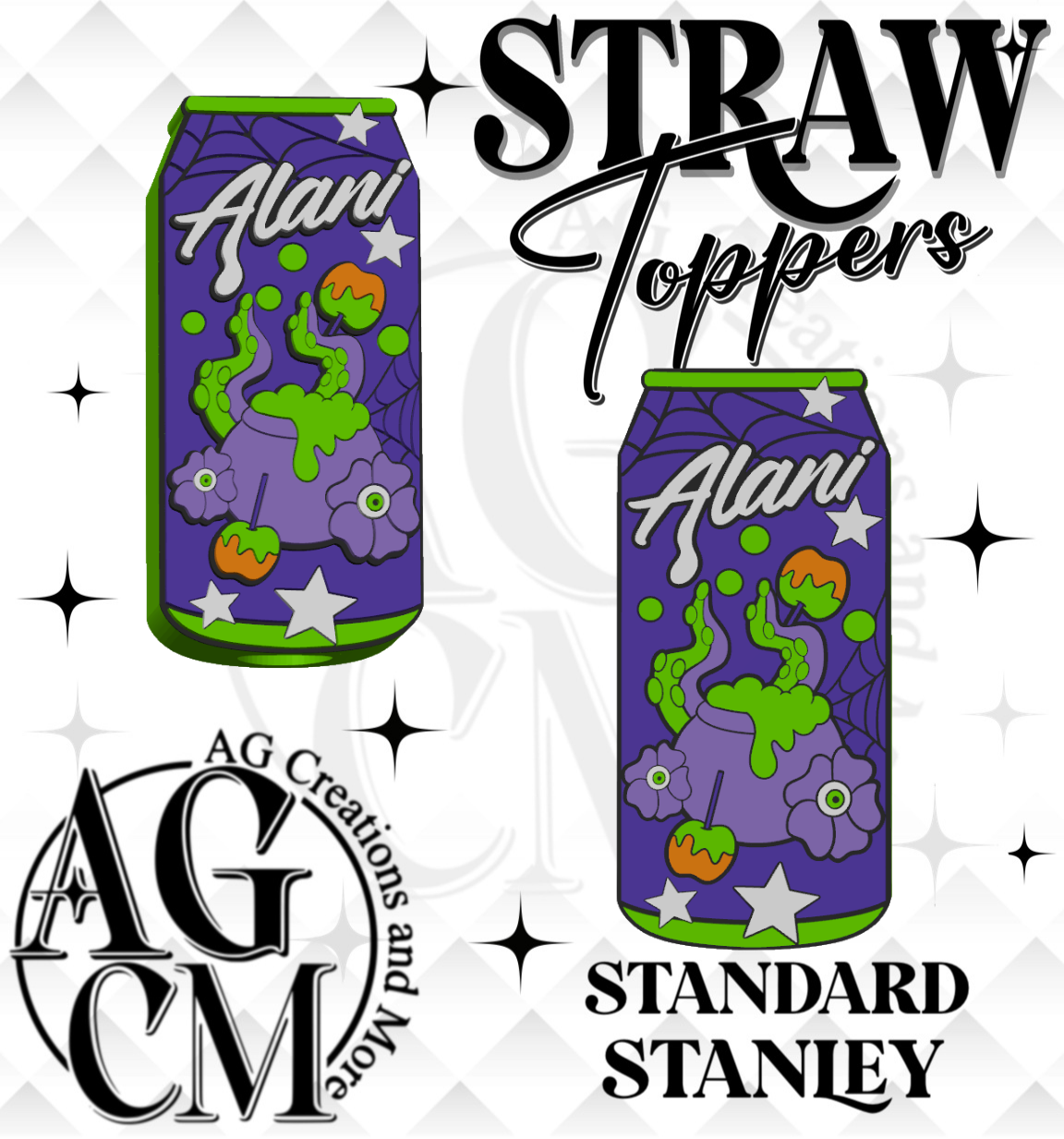 Witch apple 3D Straw Topper (wholesale)