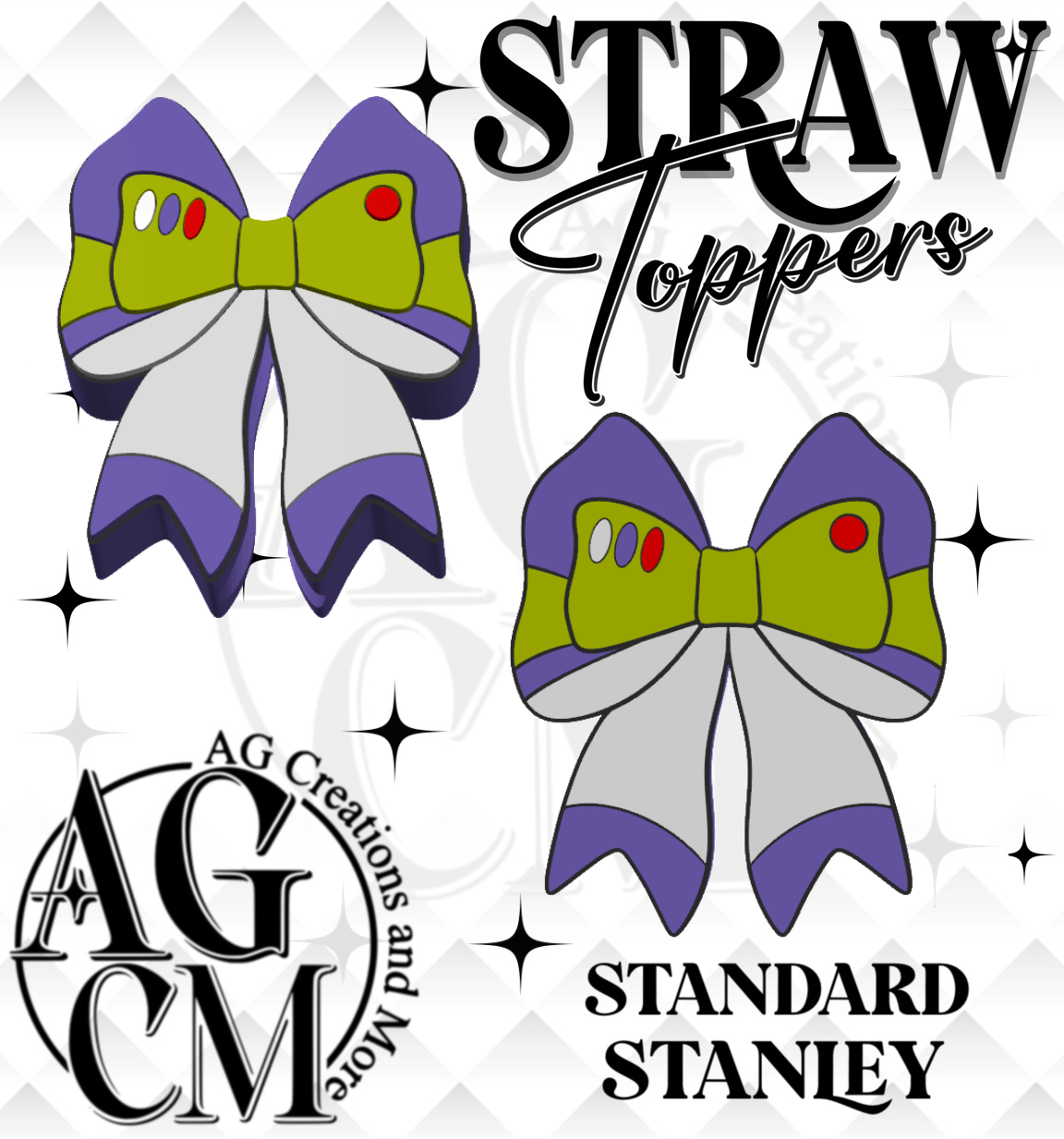 Light year bow 3D Straw Topper (wholesale)
