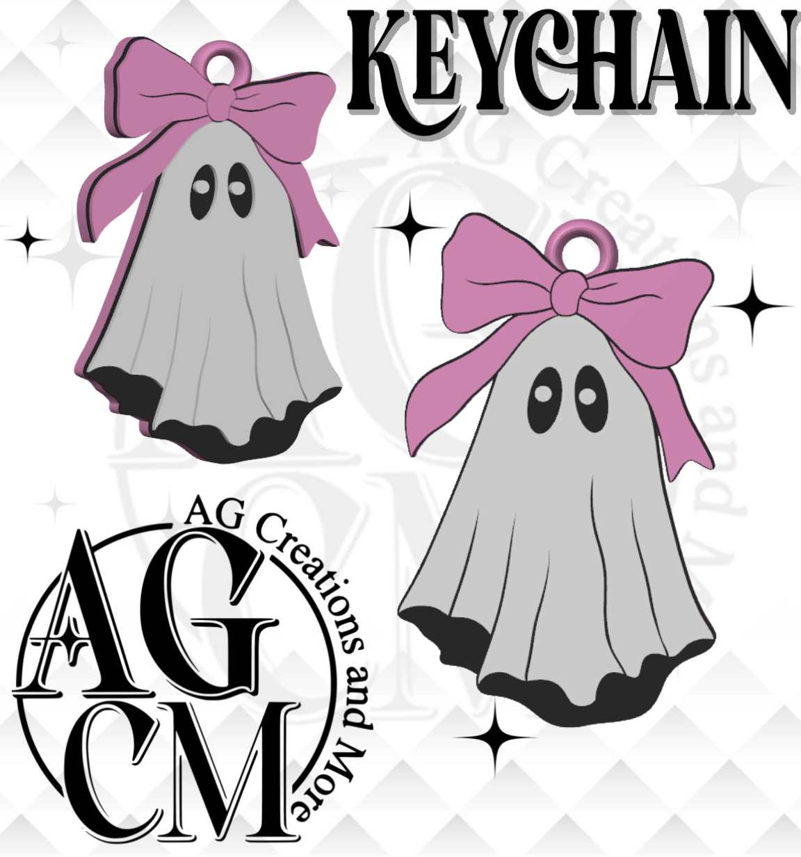 Ghost pink bow 3D Keychain (wholesale)