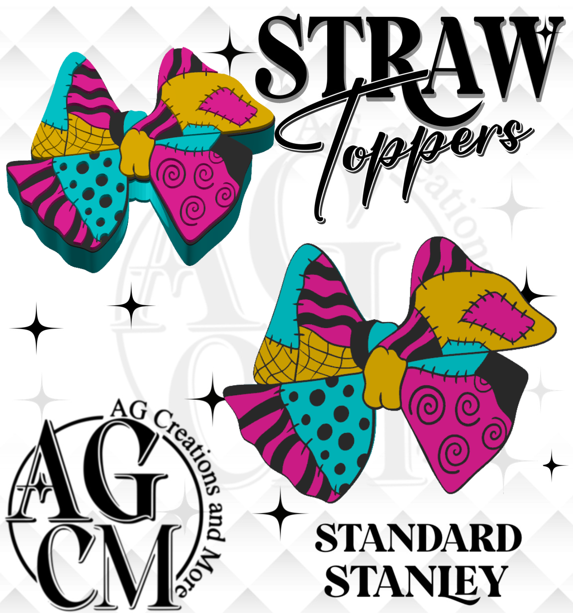 Sally Bow 3D Straw Topper (wholesale)