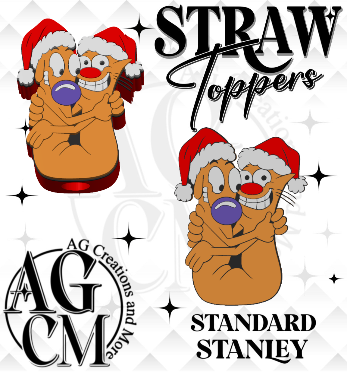 90s Quirky Duo 3D Straw Topper (wholesale)