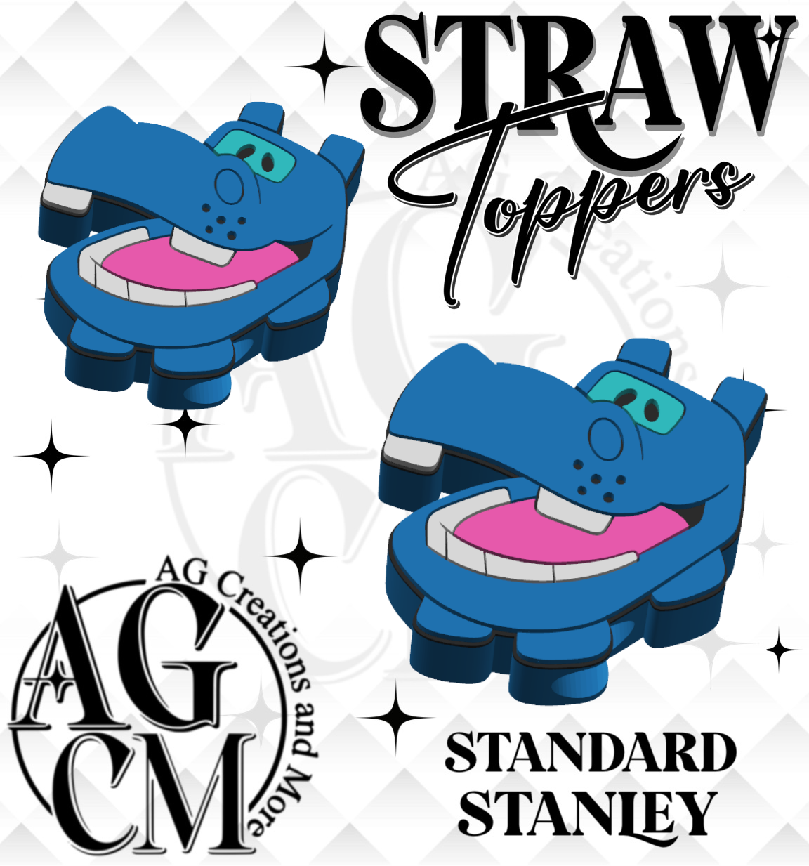Hippo Toy 3D Straw Topper (wholesale)