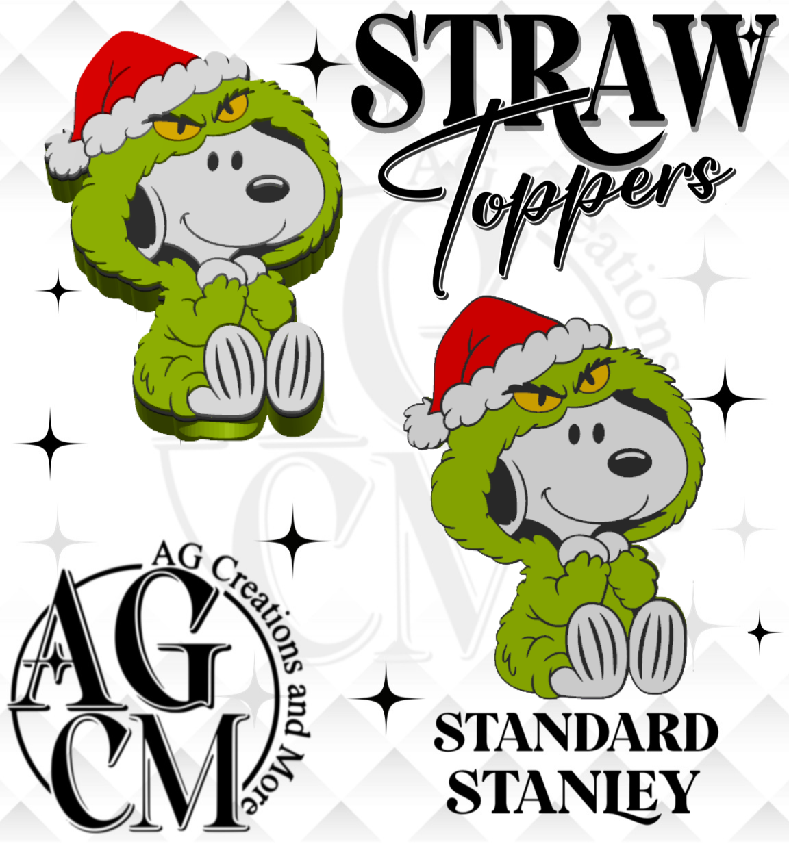 G- Christmas Pup 3D Straw Topper 3MF File
