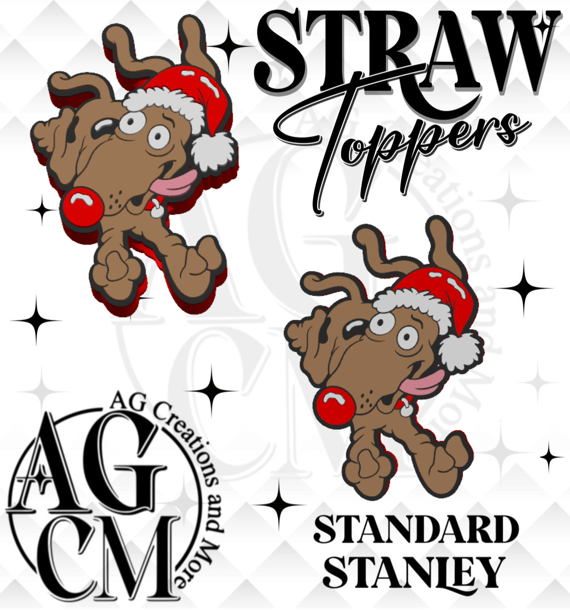 90s Dog 3D Straw Topper (wholesale)