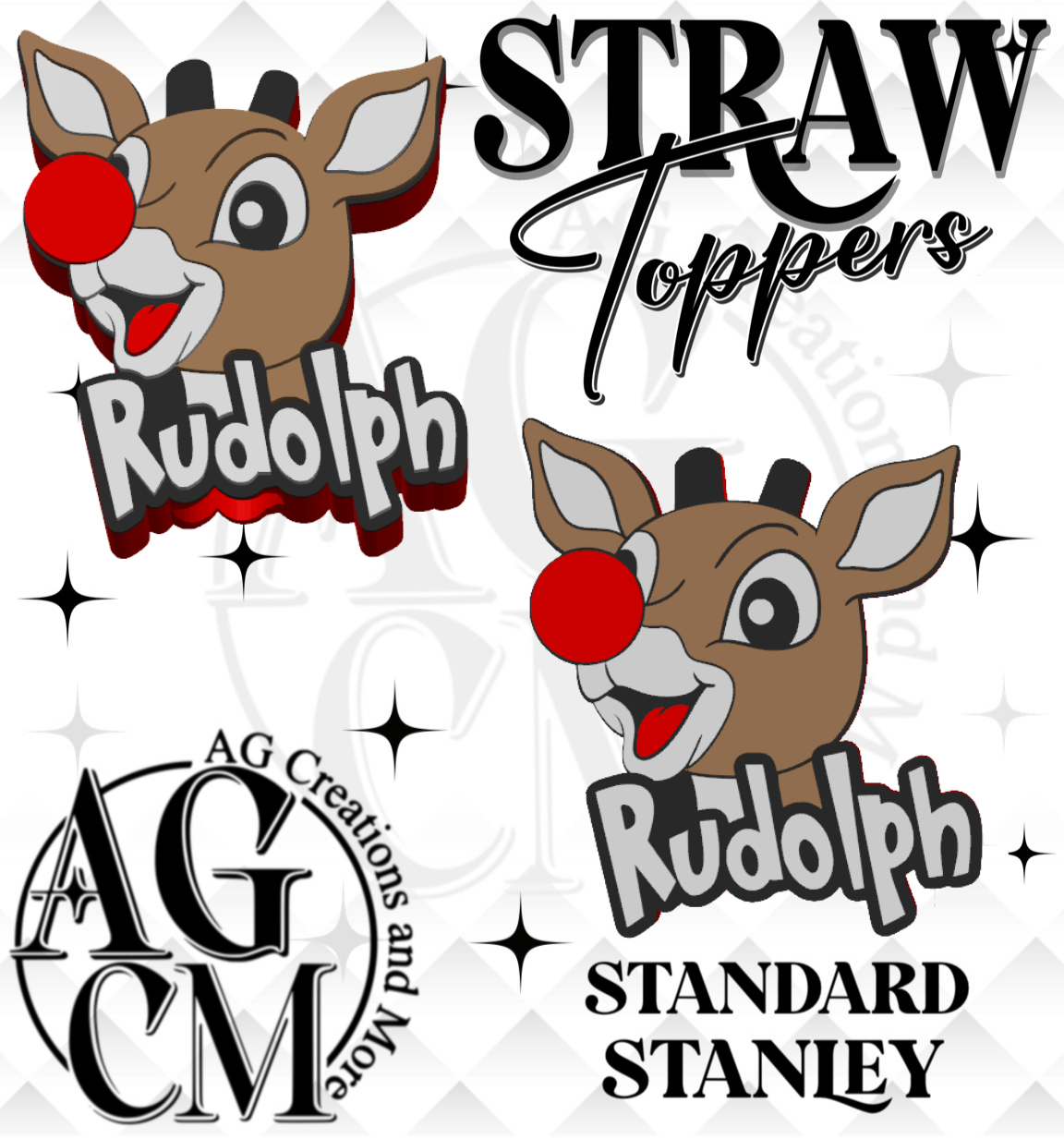 Red Nose Reindeer 3D Straw Topper (wholesale)