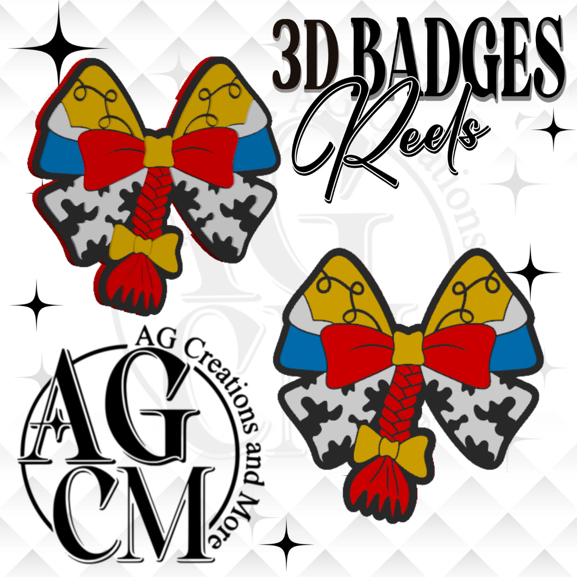 Cowgirl bow 3D Badges/ Reels (wholesale)