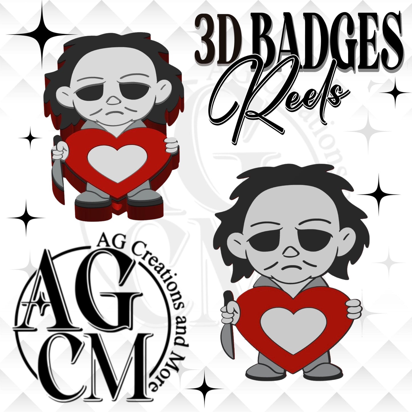 Killer Heart MM 3D Badges/ Reels 3MF File