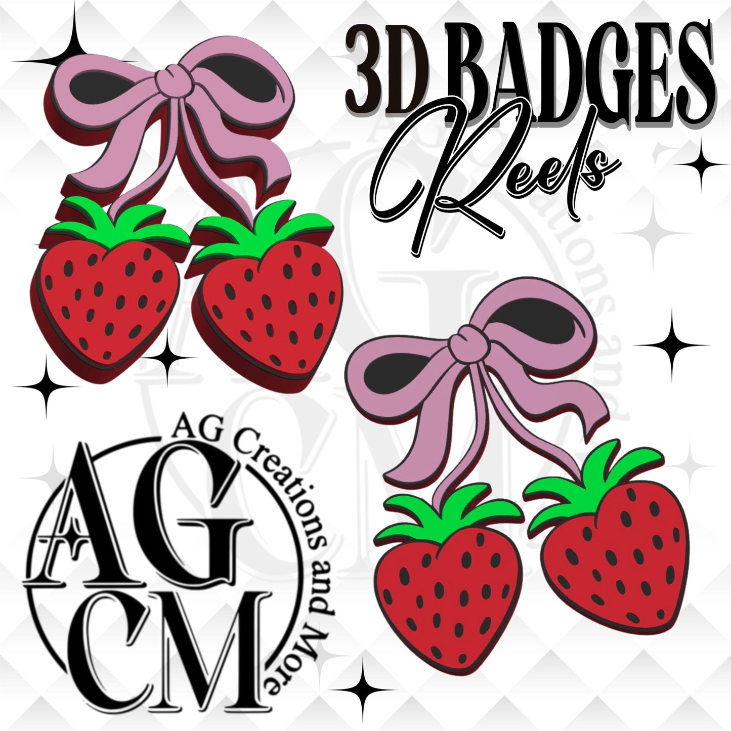 Strawberry Cherris 3D Badges/ Reels 3MF File