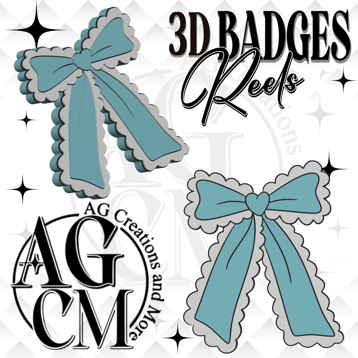Ruffle Bow 3D Badges/ Reels 3MF File