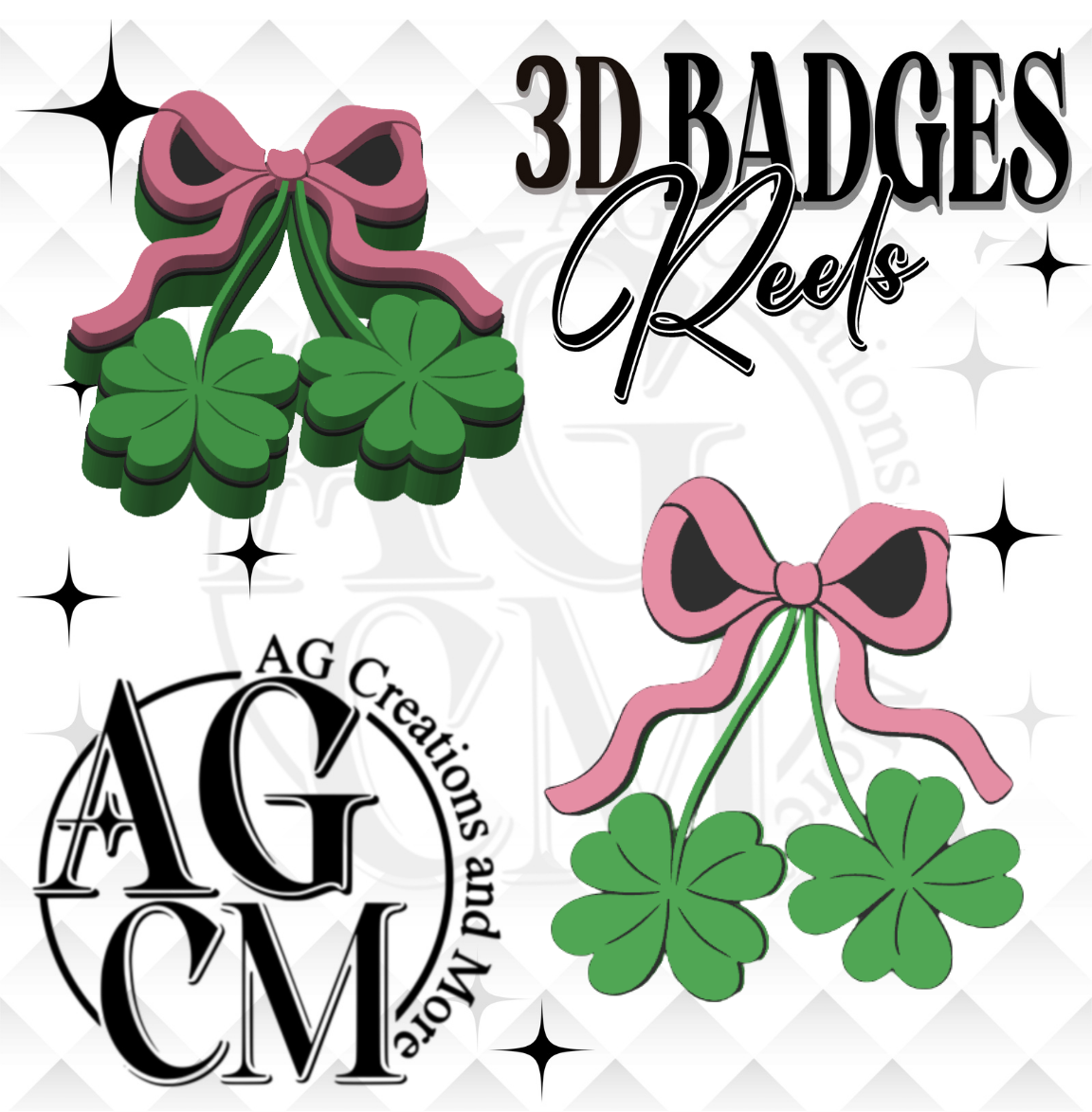 Clover Cherry 3D Badges/ Reels 3MF File
