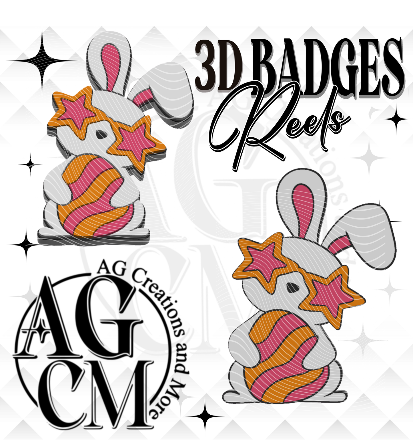 Bunny Glasses Badges/ Reels 3MF File