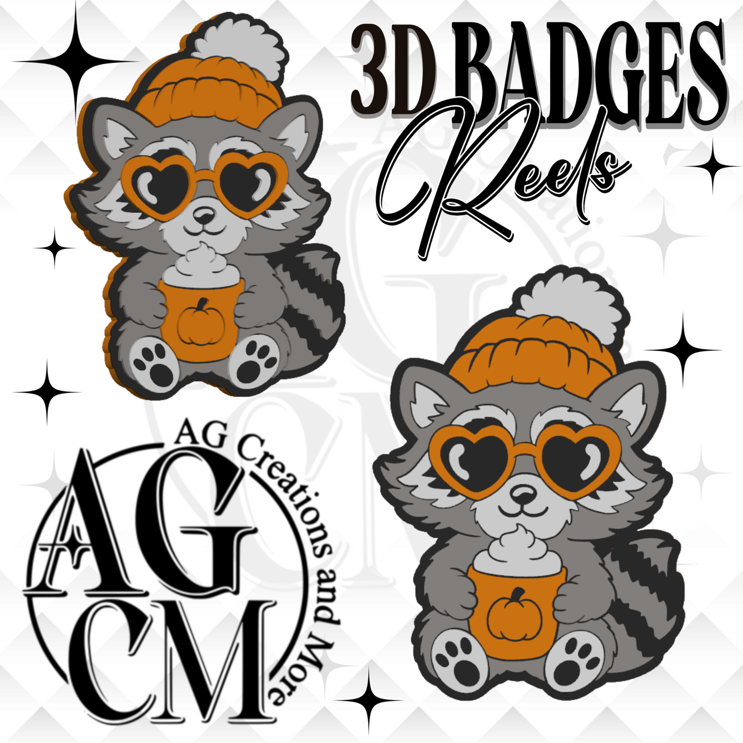 Fall Racoon 3D Badges/ Reels 3MF File