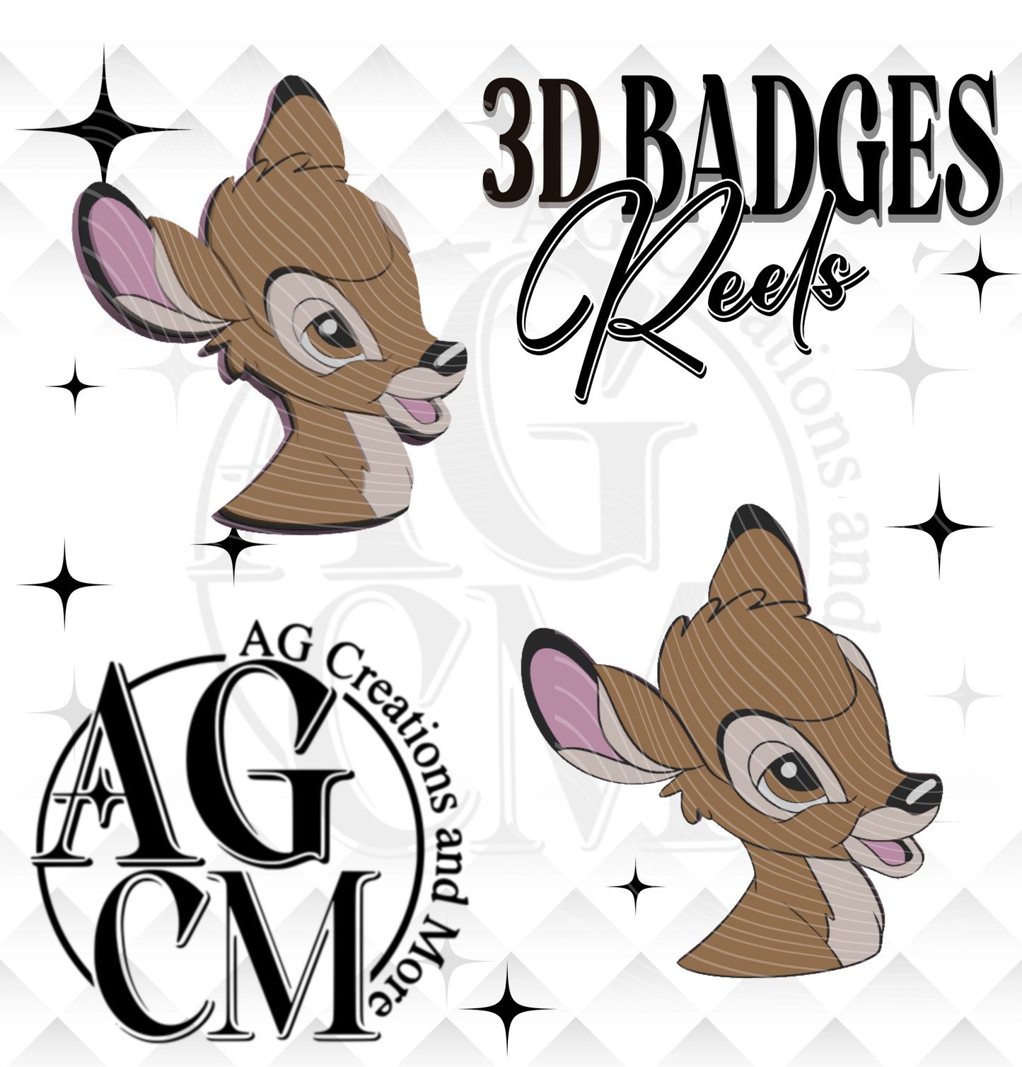 Baby Deer 3D Badges/ Reels (wholesale)