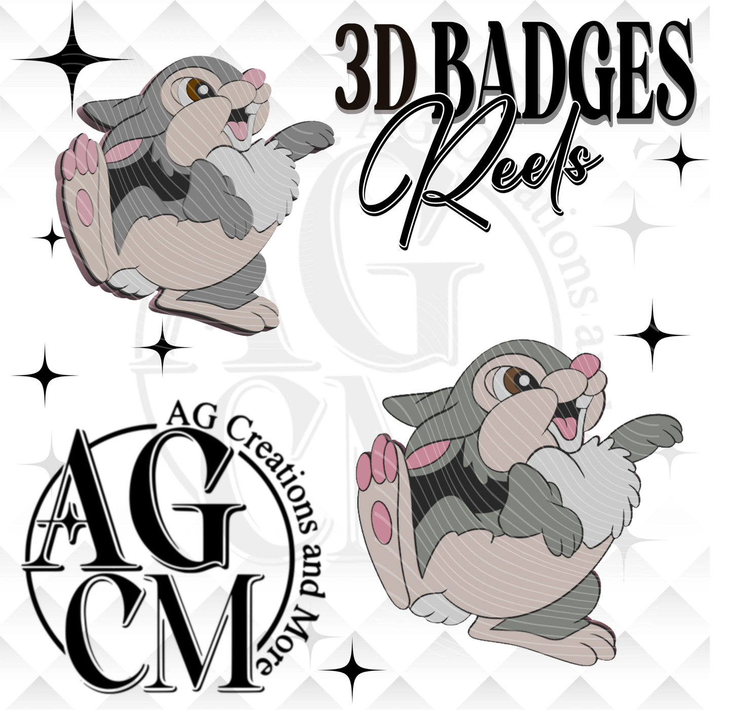 Rabbit 3D Badges/ Reels (wholesale)