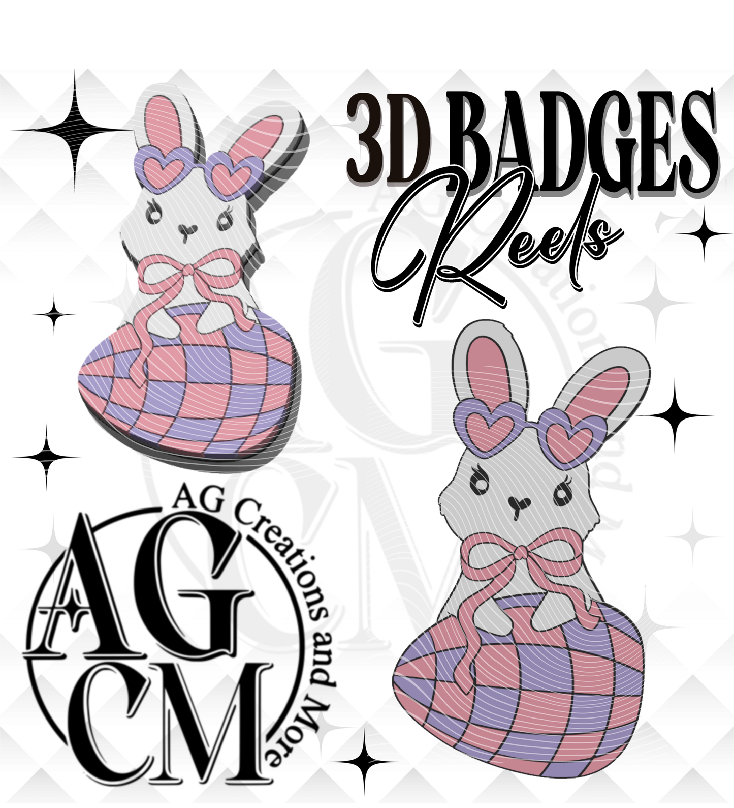 Bunny bow Checker Egg Badges/ Reels 3MF File