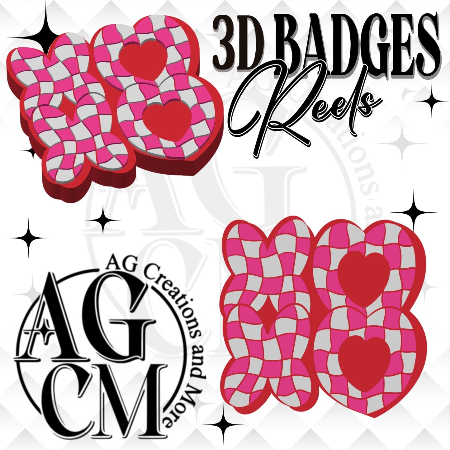 XOXO 3D Badges/ Reels (wholesale)