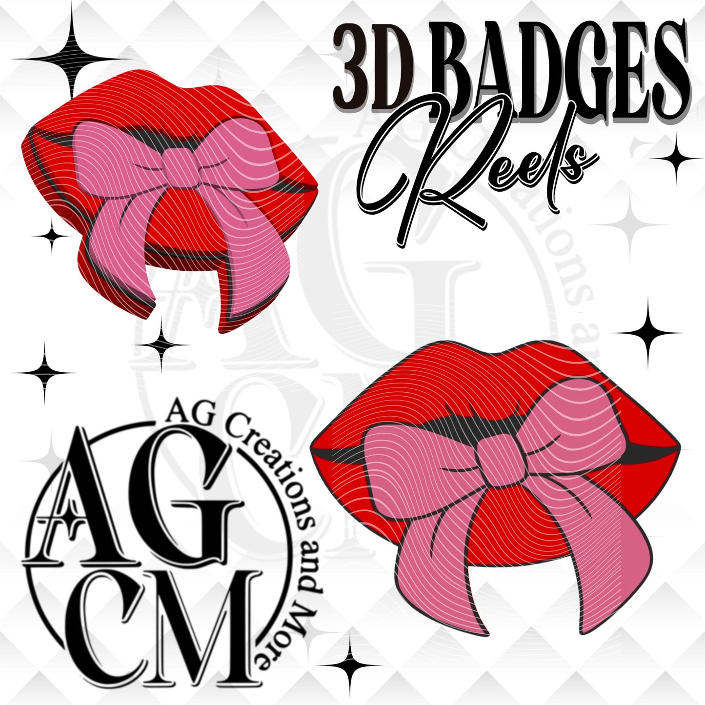Lips Bow 3D Badges/ Reels (wholesale)