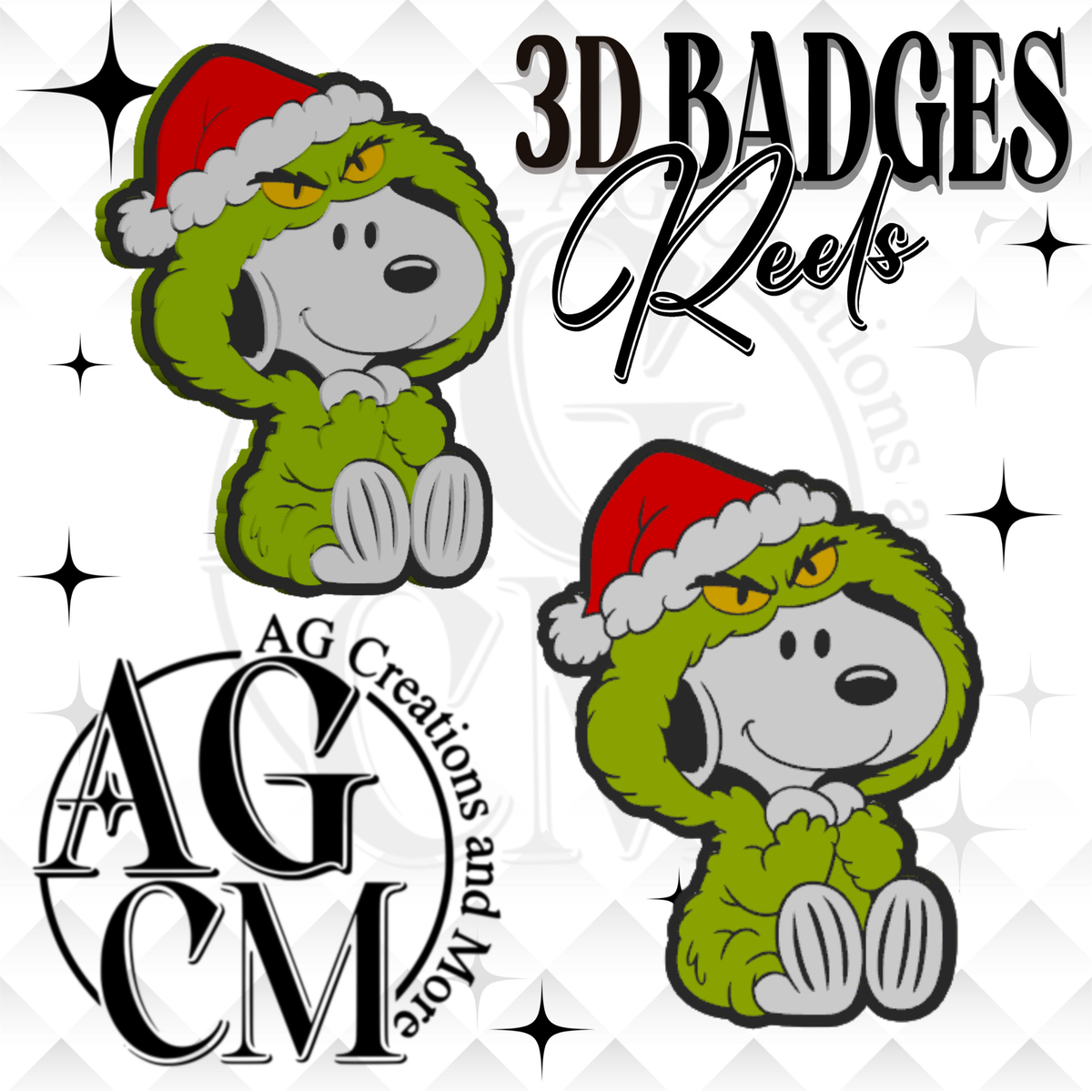 G- Christmas Pup 3D Badges/ Reels (wholesale)