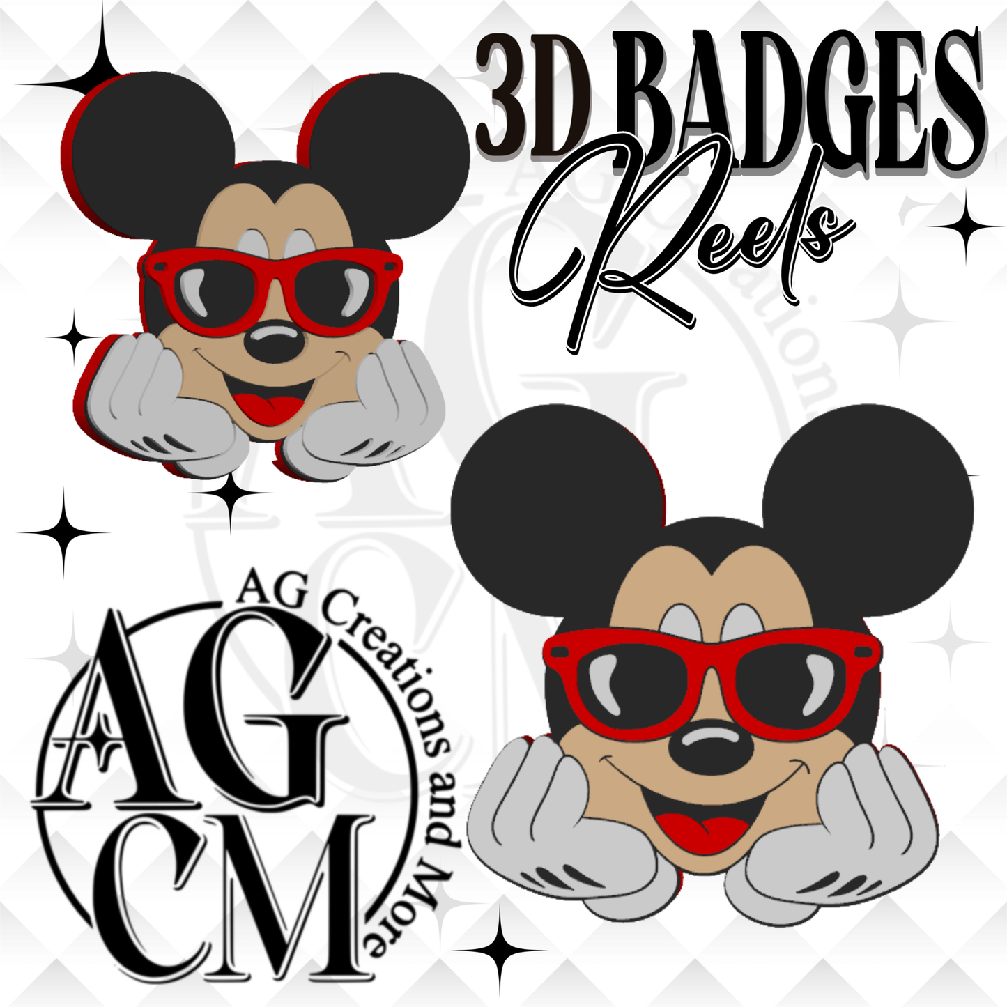 Mouse Glasses 3D Badges/ Reels (wholesale)