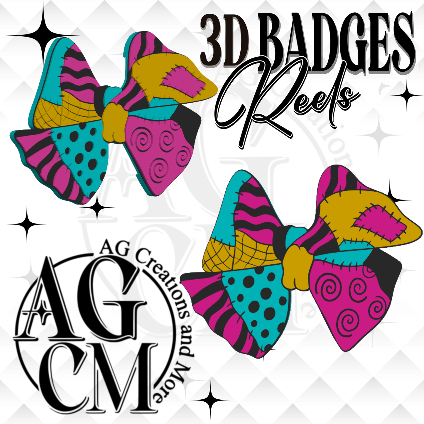 Sally Bow 3D Badges/ Reels (wholesale)