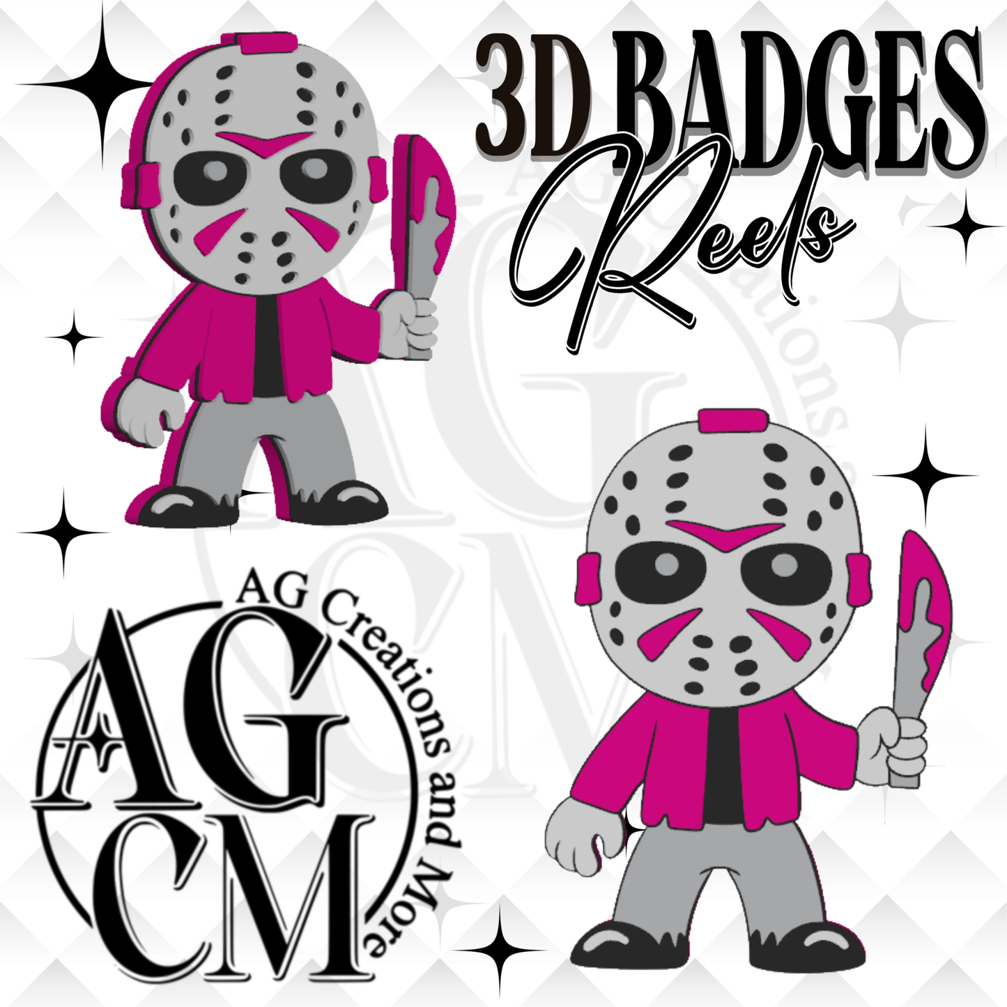 Scary Mask 3D Badges/ Reels 3MF File