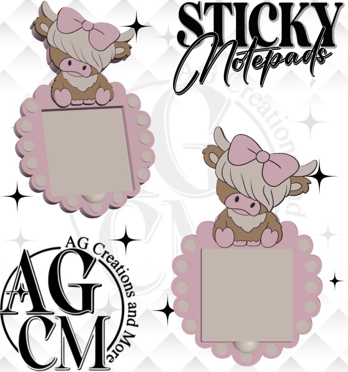 Highland Cow 3D Sticky Notepad STL 3MF files