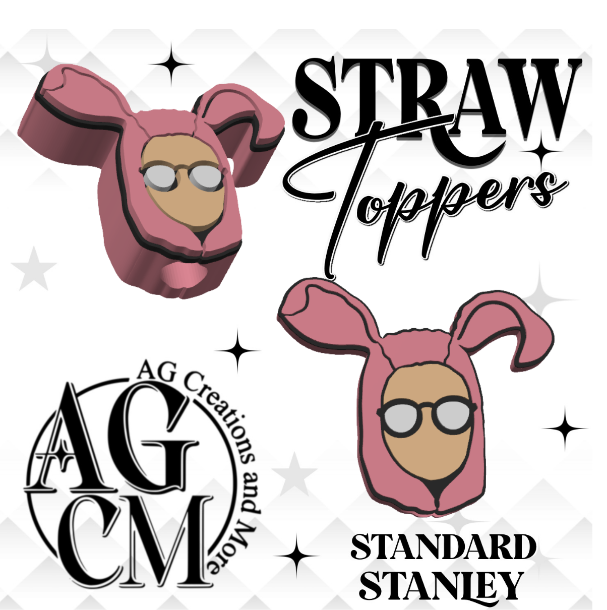 Bunny 3D Straw Toppers