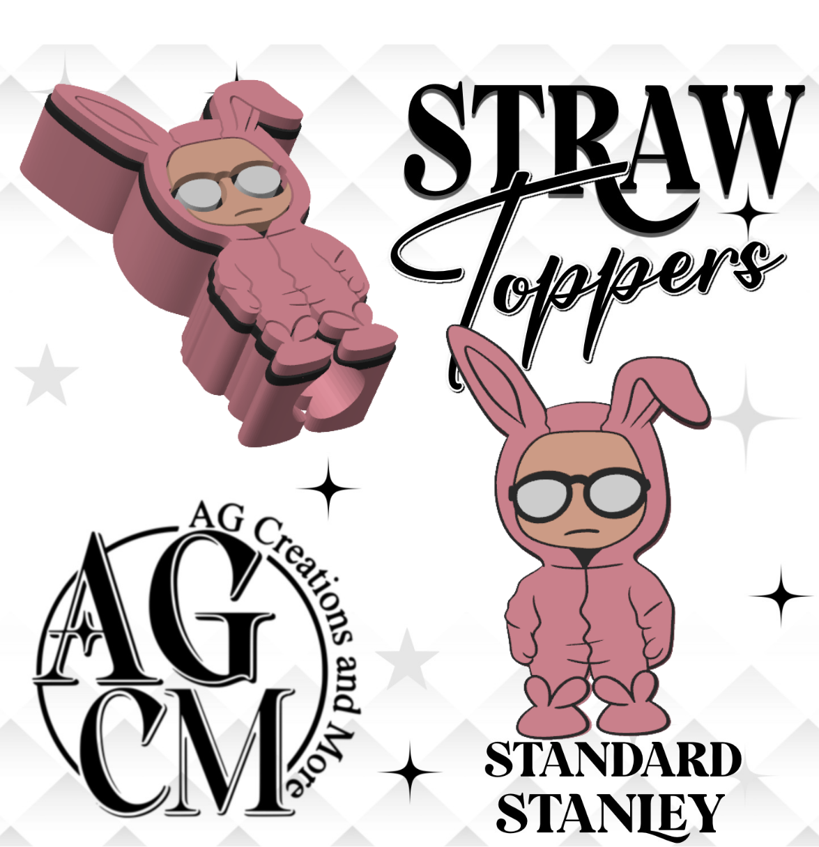 Bunny 3D Straw Toppers