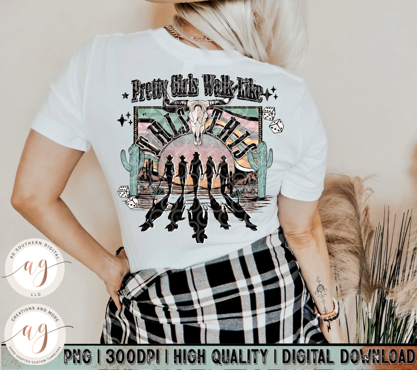 Western Cowgirl Png, Pretty Girls Walk Like This Png Pocket Set