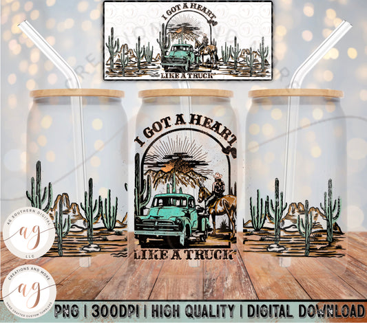 Heart Like a Truck Glass Wrap Png