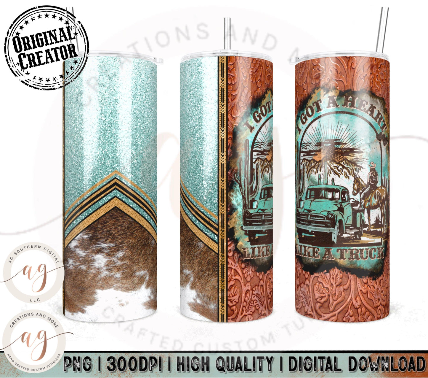 Heart Like a Truck Tumbler Wrap Png