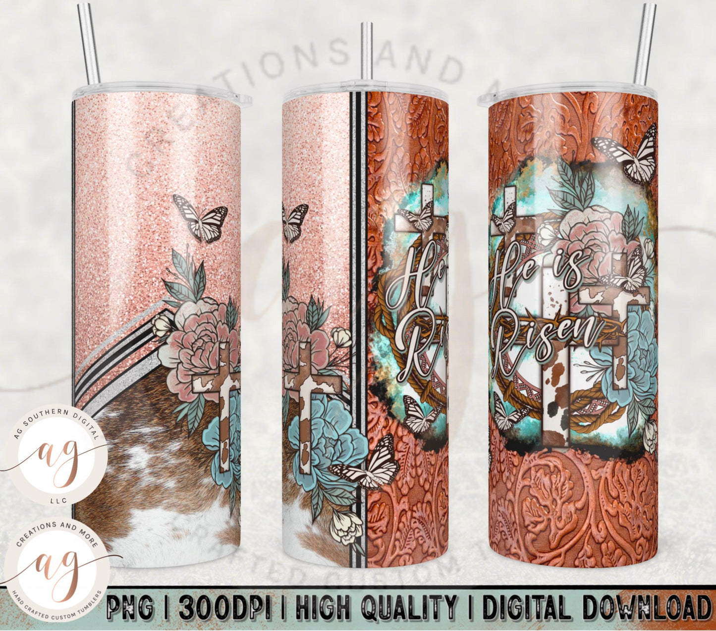 Sublimation Tumbler Transfer He is Risen