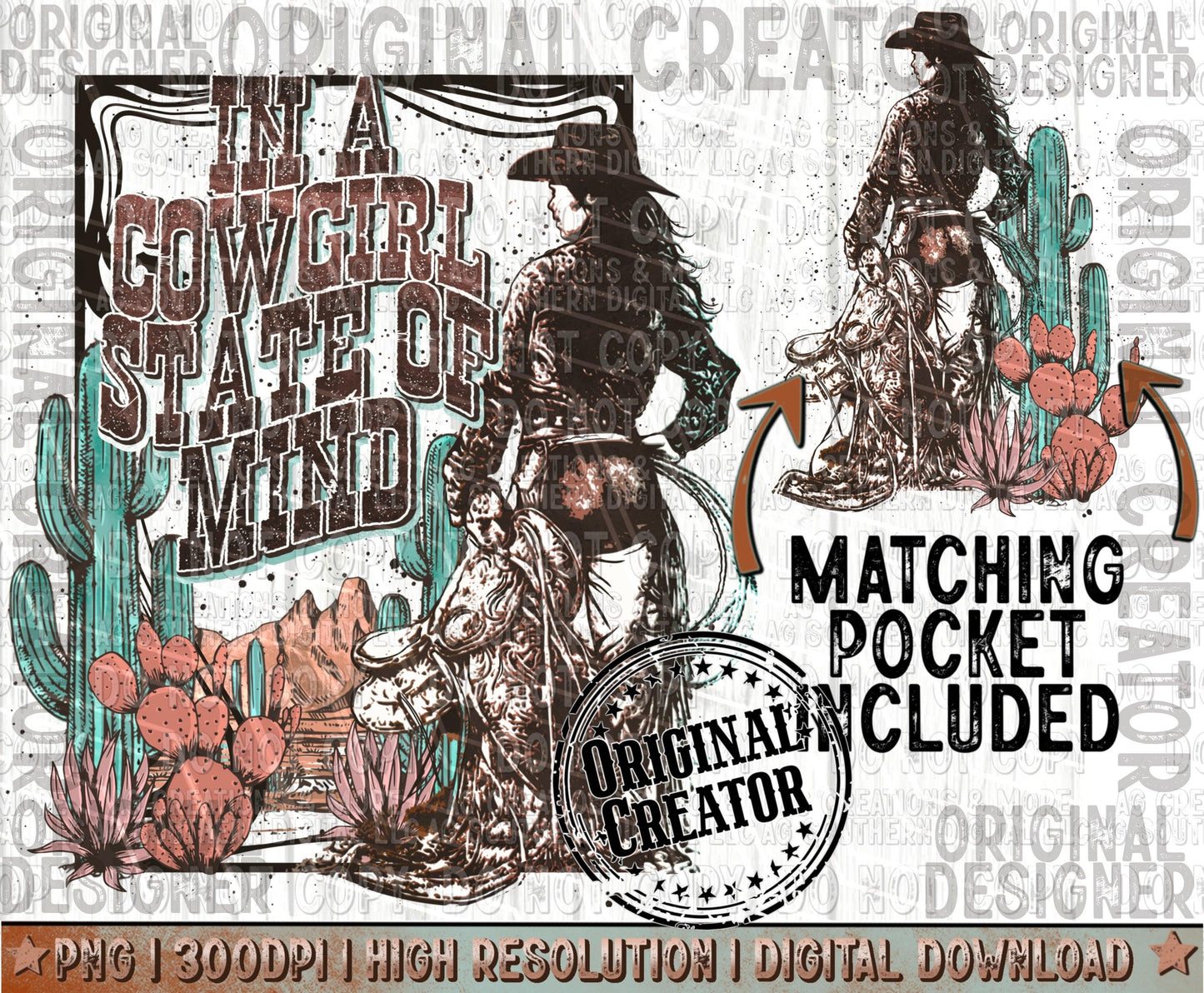 Cowgirl State of Mind Pocket Set PNG