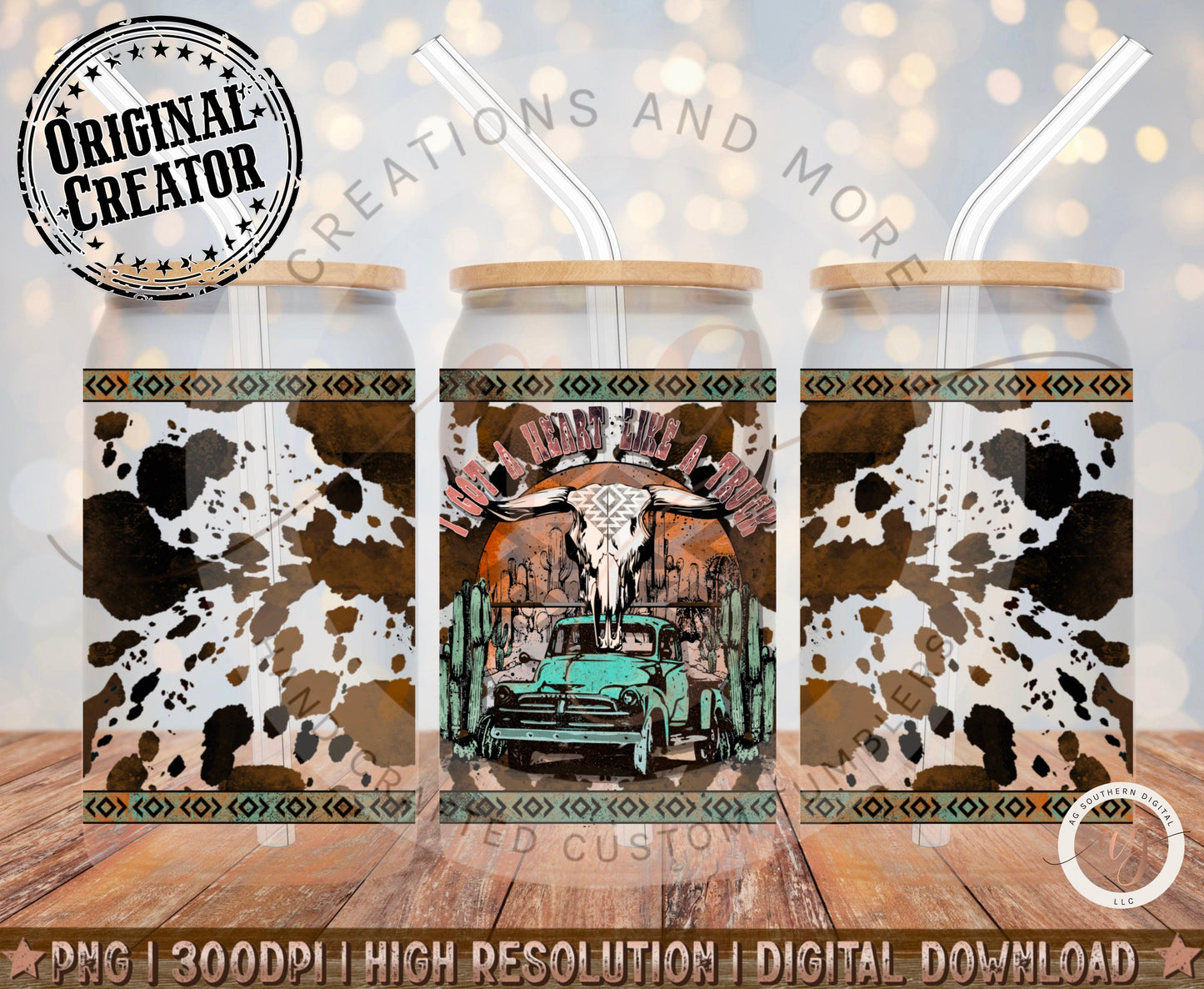 Heart Like A Truck Glass Wrap Png