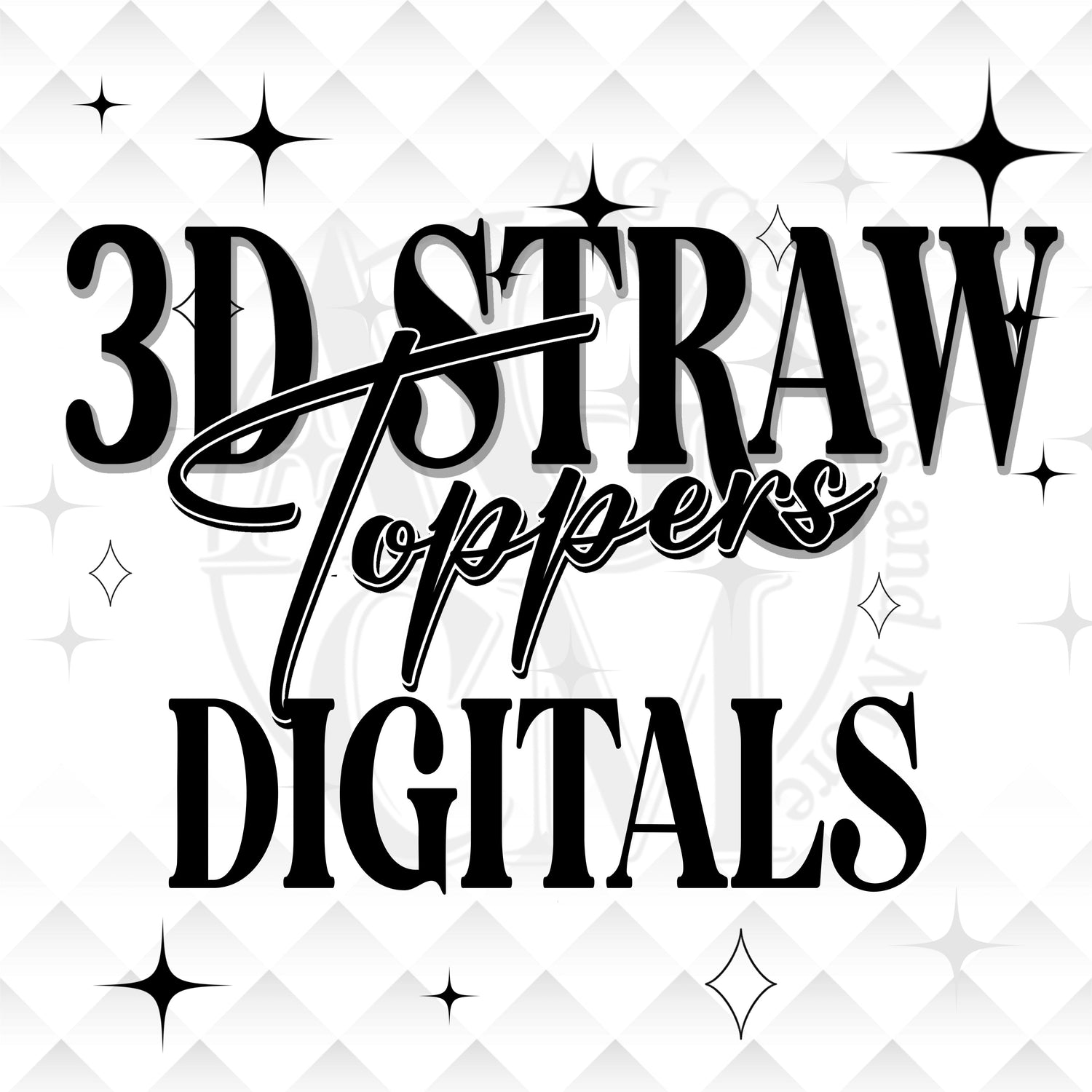 3D Straw Toppers STL, MF files
