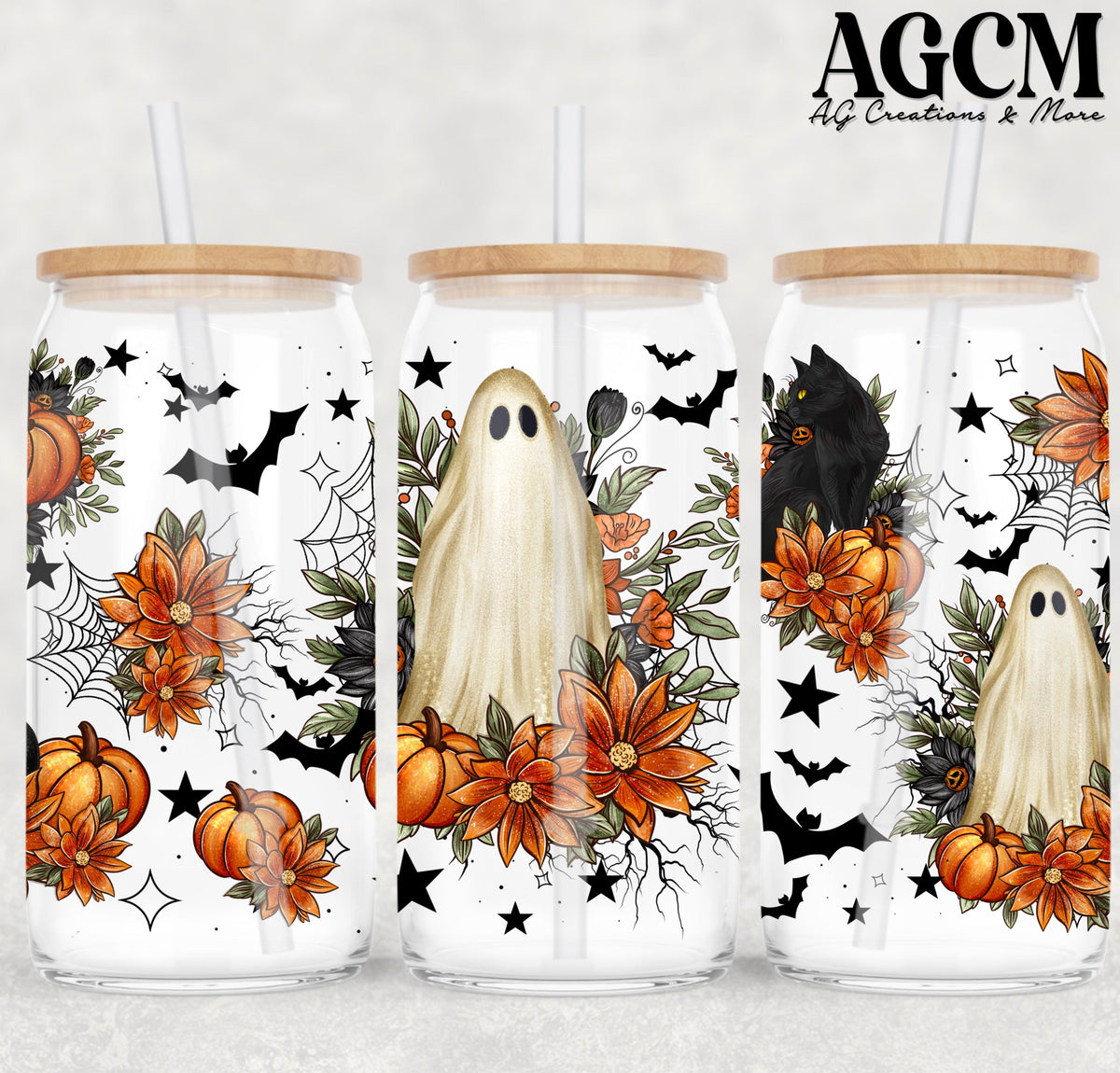 16oz Spooky Ghost libby wrap png